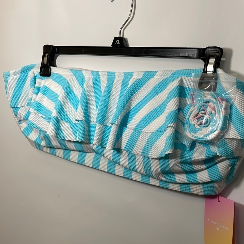 Stoney Clover X Target plus swimsuit 3X stripe blue bikini 2pc - Picture 4 of 10
